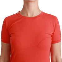 Red Crewneck Short Sleeve T-shirt Cotton Top