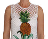 White Pineapple Sequined Applique Dress