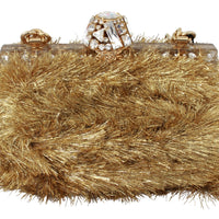 Gold White Crystals Clutch Shoulder Purse VANDA Bag