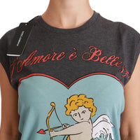 Gray L'Amore E'Bellezza Cotton Top T-shirt