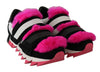 Black Leather Pink Fur Shoes Sneakers