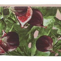 Fig Fruit Dauphine Leather Zipper Continental Wallet