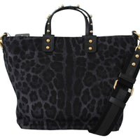 Blue Leopard Love Patch Studs Shopping Tote  Bag