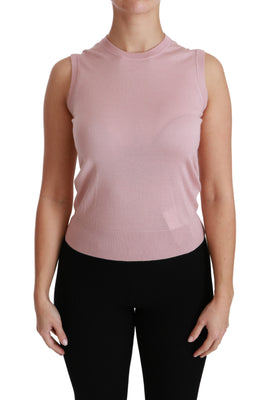 Pink Cashmere Silk Sleeveless Tank Top