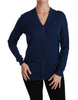 Blue Button Cardigan Virgin Wool Sweater