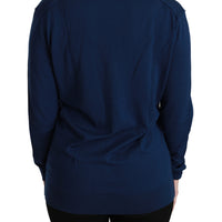 Blue Button Cardigan Virgin Wool Sweater