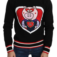 Black Cashmere Pig of the Year Pullover Sweater