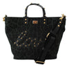 Green Leopard Love Patch Studs Shopping Tote Bag