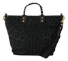 Green Leopard Love Patch Studs Shopping Tote Bag