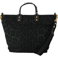 Green Leopard Love Patch Studs Shopping Tote Bag