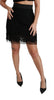 Black Lace High Waist A-line Mini Wool Skirt