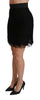 Black Lace High Waist A-line Mini Wool Skirt