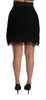 Black Lace High Waist A-line Mini Wool Skirt