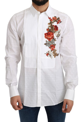 White Cotton GOLD Flowers Top Solid Shirt