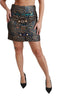 Gold Blue Jacquard Crystal Mini Skirt