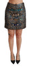 Gold Blue Jacquard Crystal Mini Skirt