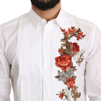 White Cotton GOLD Flowers Top Solid Shirt