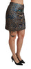 Gold Blue Jacquard Crystal Mini Skirt