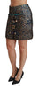 Gold Blue Jacquard Crystal Mini Skirt