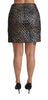 Gold Blue Jacquard Crystal Mini Skirt