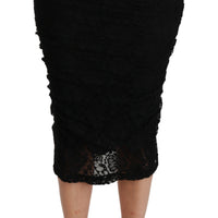 Black Lace High Waist Pencil Cut Skirt