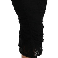 Black Lace High Waist Pencil Cut Skirt