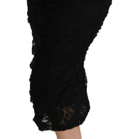 Black Lace High Waist Pencil Cut Skirt