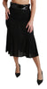 Black High Waist Mermaid Midi Silk Skirt