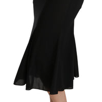 Black High Waist Mermaid Midi Silk Skirt