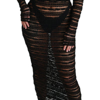 Black Long Sleeve Lace Midi Bodycon Dress
