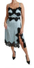 Blue Silk Lingerie Slip Lace Midi Dress