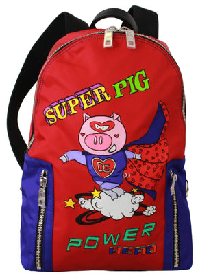 Nylon Multicolor Super Pig Print Men School Bag