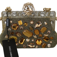 Gold VANDA Crystal Clutch Handbag Shoulder Bag