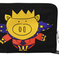 Black Super Pig Print Hand Toiletry Bag