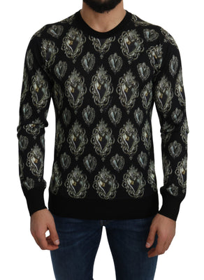 Black Silk Sacred Heart Pullover Sweater