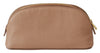 Beige Toiletry Women Leather Hand Purse Pouch