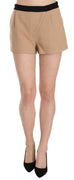 Shorts Beige Cotton Mid Waist Mini Short