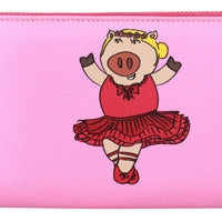 Pink Year Of The Pig Continental Clutch Leather Wallet