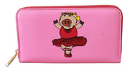 Pink Year Of The Pig Continental Clutch Leather Wallet