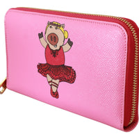 Pink Year Of The Pig Continental Clutch Leather Wallet