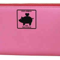 Pink Year Of The Pig Continental Clutch Leather Wallet