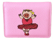 Pink Year Of The Pig Bifold Card Holder Leather Wallet