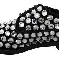 Black Suede Crystal Strass Derby Shoes