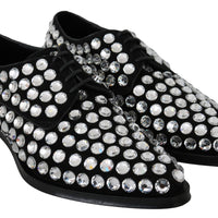 Black Suede Crystal Strass Derby Shoes