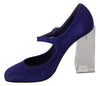 Purple Suede Crystal Heel Mary Jane Shoes