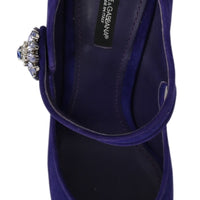 Purple Suede Crystal Heel Mary Jane Shoes