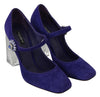 Purple Suede Crystal Heel Mary Jane Shoes