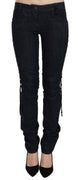 Black Low Waist Skinny Trousers Braided String Pants