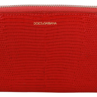 Red Zippered Continental 100% Leather  Clutch Wallet