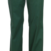 Green High Waist Straight Formal Trousers Pants